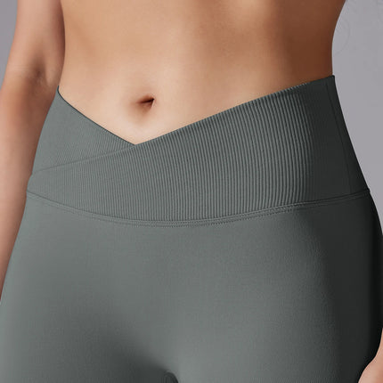 Crossover Waist Women Yoga Leggings Hips Lifting Gym Leggings Seamless Sport Pants High Waist Fitness Leggings Workout Running