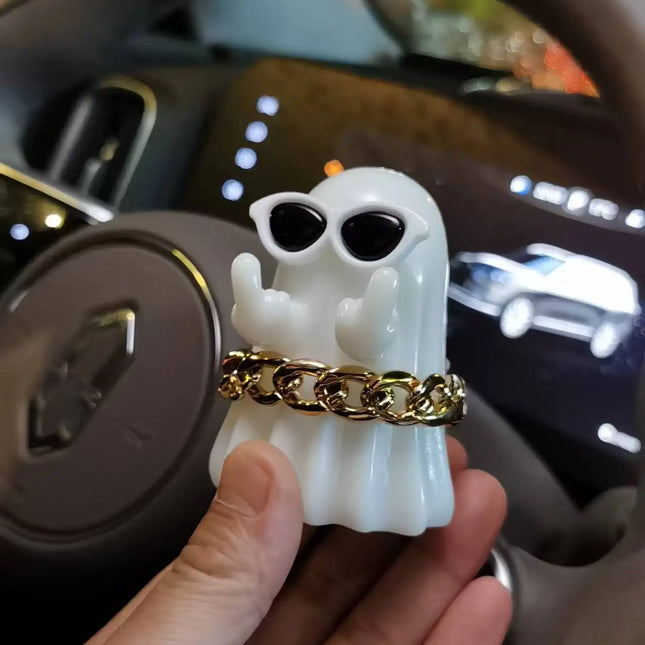 Middle Finger Cute Ghost Statue, Ghosts Small Scary Ghost Figurines, Halloween Home Decorations, Coffee Table Centerpieces Shelf