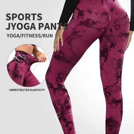 Tie Dyed Yoga leggings Women  Fitness Sports leggings High Waist Peach Hip Underpants 2024 New Tight Yoga Pants