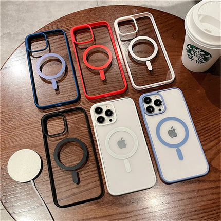 Luxury Magnetic Wireless Charge For Magsafe Case for iPhone 16 15 14 Plus 13 12 11 Pro Max Shockproof Transparent Bumper Cover