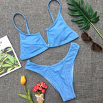Splicing Denim V Shaped Thong Bikini Women Swimsuit Female Swimwear Two Pieces Bikini Set Bather Push Up Bathing Suit Swim Lady
