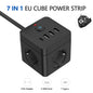 7-in-1 EU Power Strip, Power Strip Surge Protector, 3 AC Outlets 3 USB 1 Type-C, Desktop Charging Station With Overload Protecti