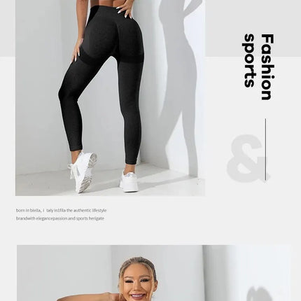 Yoga Basic 2pcs Seamless High Stretch Yoga Set Tracksuit Gym Set Crisscross Back Cami Hip-hugging Tummy Control Leggings