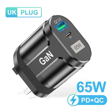 USLION 65W GaN USB C Charger Quick Charge Korea EU US Plug PD USB-C TypeC Fast USB Charger For iPhone 14 Xiaomi Samsung Macbook