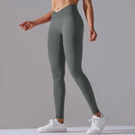 Crossover Waist Women Yoga Leggings Hips Lifting Gym Leggings Seamless Sport Pants High Waist Fitness Leggings Workout Running