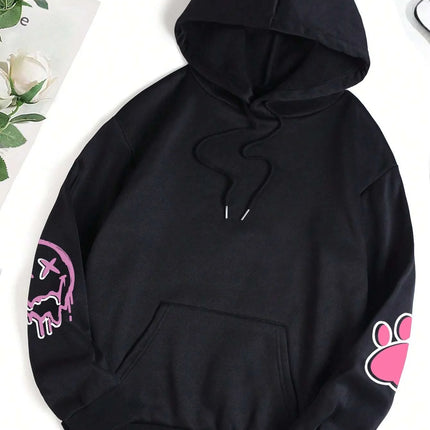Hip Hop Street Casual Printed Female Hoodies Fashion Hoodie Oversize Loose New Sweatshirts Autumn Warm Fleece Clothing