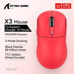 X3 PixArt PAW3395 49g Lightweight Mouse Wiredless Tri-Mode Connection, 26000dpi, 650IPS, Macro Gaming Mouse