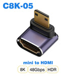 HDMI-compatible Cable Adapter mini micro hdmi to HDMI 2.1 Converter 48Gpbs 8K60HZ 4K120HZ for HDTV Projector PS4 PS5 Laptop PC