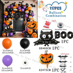 Halloween Balloons Garland Arch Eye Ballon with Bats Pumpkin Purple Orange Black Ballon for Birthday Party Halloween Decorations