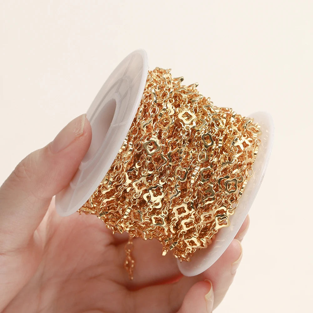 1Meter/Pack 5.5MM 14/18K Gold Plated Brass Rhombus Chain For Jewelry Making Necklace Bracelets Chain Jewelry Making Supplies