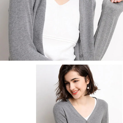 Women Cardigans Autumn Winter 2023 Single Breasted V-neck Knitted Sweater Fashion Short Knitwear Solid Jumpers