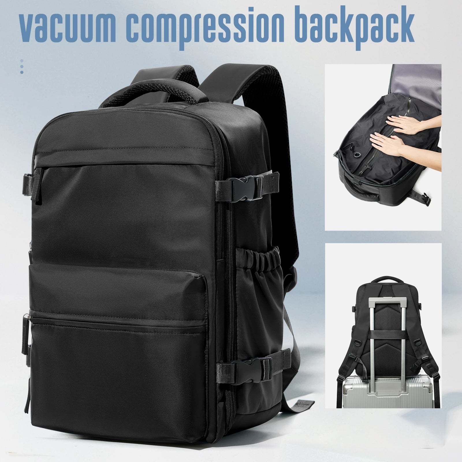 Vacuum Backpack Travel Bag for Men Large Capacity Backpack Business Laptop Backpack Women Men Expandable Backpack School Bag