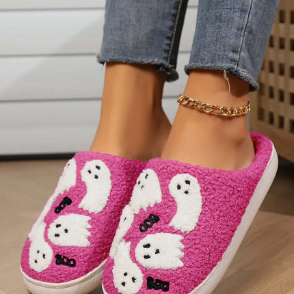 Cute Ghost Slippers for Women Non-Slip Warm Comfortable Indoor Halloween Slippers for Winter