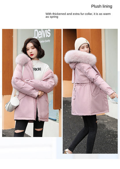 Women Parka Fashion Long Coat Wool Liner Hooded Parkas 2023 New Winter Jacket Slim with Fur Collar Warm Snow Wear Padded Clothes
