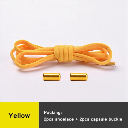 21 Colors No Tie Shoelaces Round Color Metal Lock Elastic Shoelace General For Children And Adults Sneakers Lazy Laces Unisex