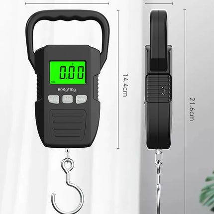 Digital Weight Scale 60kg 10g Electronic Luggage Hanging Scale USB Charging LCD Fishing Weighing Balance