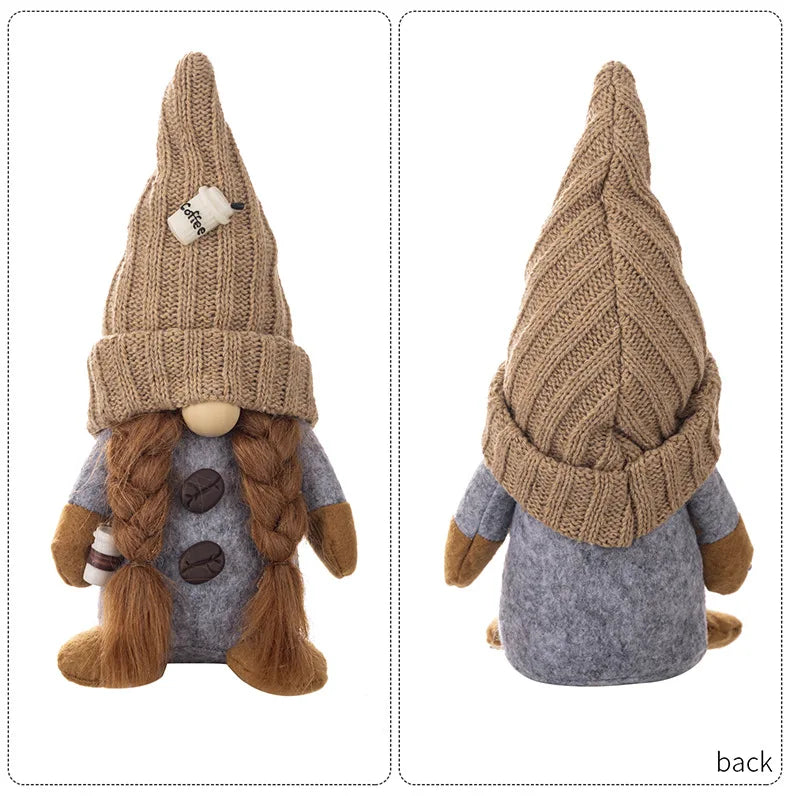 4 Styles Coffee Gnome Dolls Coffee Gnomes Plush Nordic Doll Bar Home Decoration Knitted Faceless Doll Elf Dwarf Plush Figurine