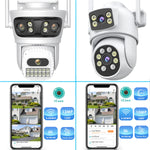 12MP Outdoors Wifi Camera 6K HD Three Lens Security PTZ IP Surveillanc Camera Human Auto Detect Tracking CCTV Camera ICESS APP