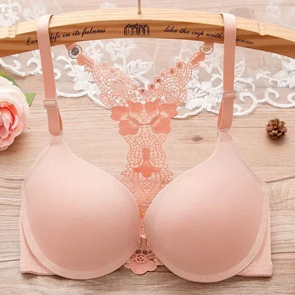 Sexy lace Women's underwear The anterior Y type beauty bra smooth thin girl underwear
