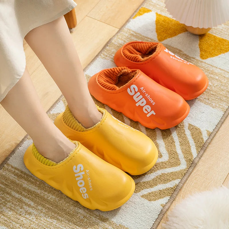 Winter Men Women Warm Slippers Cotton Slippers Outdoor Indoor Warm Shoes Men's Couple Home Bedroom Plush Slippers Big Size 46 47