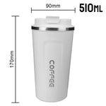 Thermo Cafe Coffee Mug Car Thermos Mug 380/510ML Leak_Proof Travel Thermo Cup for Tea Water Coffee Double Stainless Steel