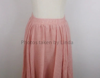 Women's Elegant High Waist Linen Maxi Skirt 2023 Summer Ladies Casual Elastic Waist 2 Layers Skirts saia feminina 20 Colors SK53