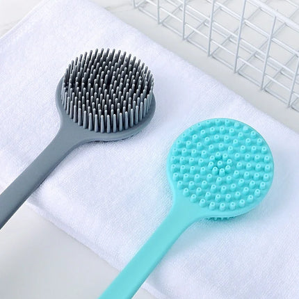 Double-Sided Silicone Back Scrubber Long Handle Long Handle Body Bath Brush Mud Back Scrubber Shower Massage Exfoliation Brush