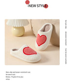House Slippers for Women, Cute Big Small Heart, Fluffy Cozy Home Comfy Shoes for Ladies, Indoor Slippers for Winter, Mushroom