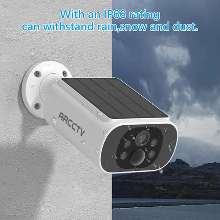 ARCCTV 4MP Wifi Solar Battery Camera Kit Surveillance Security System Humanoid Detection Siren Alarm Outdoor Wireless Camera Set