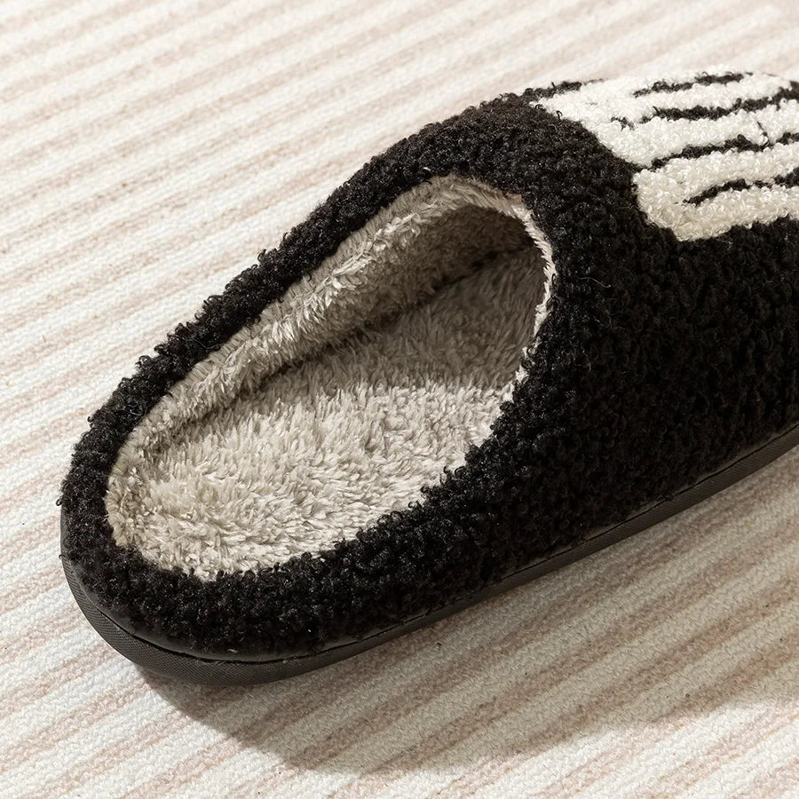 Fashion Halloween Slippers Indoor Warm Winter Cute Skull Toes Funny Women Slipper Soft Sole Anti-slip Home Plush Shoes for Gift