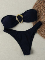 "2025 Sexy Bandeau Push-Up Bikini Set - Brazilian Thong Swimwear for Women"