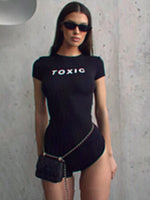 Nibber Peach Hip Letter Print Fashion Romper Women Body-Shaping Skinny o-Neck Mini Sleeve Tight Casual Simple Workout Playsuits