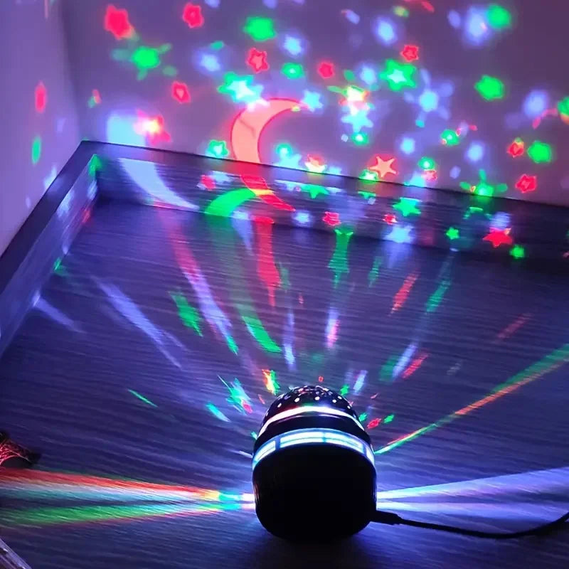 LED Starry Sky Night Lights USB Rotating Projector Lamp Magic Ball Moon Star Christmas Lights Home Room Atmosphere Decorations