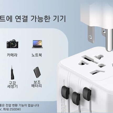 LENCENT Universal Travel Adapter with 3 USB Ports 1Type-C PD Charging All-in-one Travel Adapter EU/UK/USA/AUS Plug for Travel