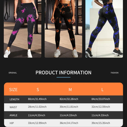 New Tie Dyed Fragmented Flower Yoga Leggings High Waist Tight Fit Lifting Hip Fitness Leggings Running Sports Pants