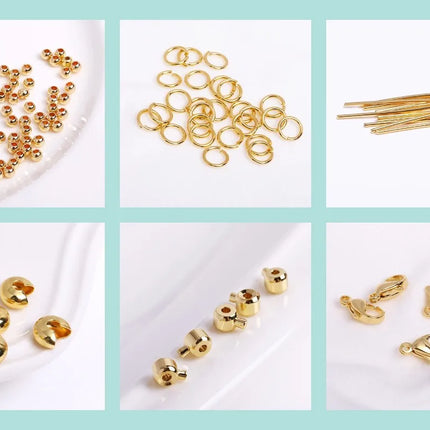 18K Gold Plated Separators For Bead,Spacers Beads For Jewelry Making,Brass Metal Round Beads,DIY Bracelets/Necklace Accessories