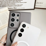 Matte Transparent Ultrathin Magnetic Phone Case for Samsung Galaxy S24 S25 Ultra S22 S23 Plus S24 Ultra Lens Protection PC Cover