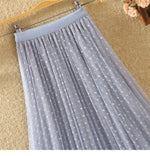 Tutu Tulle Long Maxi Skirt Women Fashion 2023 Korean Cute Pink High Waist Pleated Skirt Mesh Female Lady Aesthetic Faldas