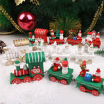 Wooden Train Christmas Ornaments Santa Cake Decoration Merry Christmas Navidad New Year Party Table Decoration Kids Gifts Toys