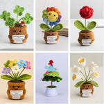 Mini Finished Crochet Roses Sunflowers Potted Emotional Support Stuffed Plants  Mother Valentine Christmas Graduation Gifts