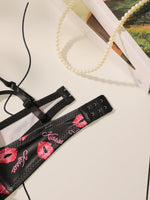 High Quality Printed Patchwork Lace Sexy Lingerie Set For Women's Push Up Bras With Steel Ring Underwear A2174