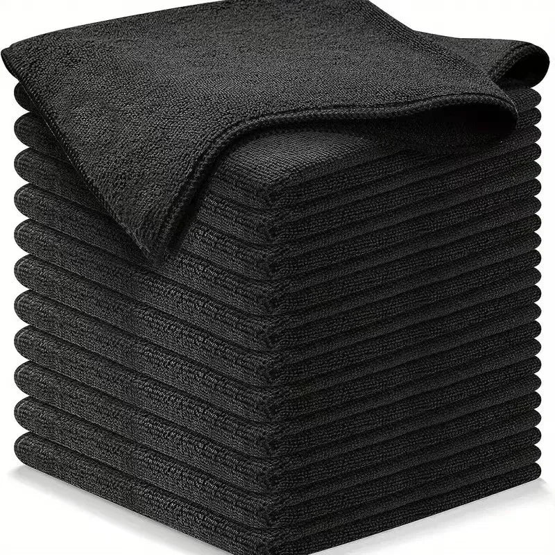 Black Thicken Microfiber Car Cleaning Towels Soft Quick Drying Windows Mirrors Wiping Rags Home Double Layer Clean Cloths