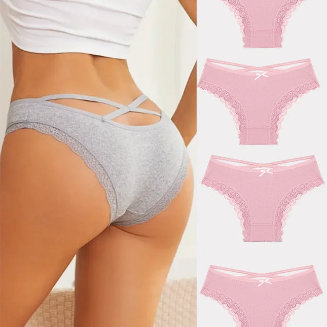 4PCS Women's Cotton Briefs Sexy Female Underpants Elasticity Comfortable Underwear Panties Lingerie S-XL  Solid Color Intimate