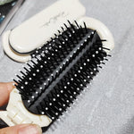 Foldable Hair Brush Portable Massage Comb Head Massager Anti-Static Travel Hair Combs with Mirror Girls Hair Styling Accessories