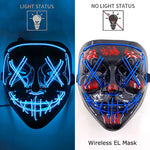 Wireless Neon LED Purge Mask Glow in The Dark Cosplay Horror Mask Halloween Masquerade Party Masks Glowing Funny Dress Up