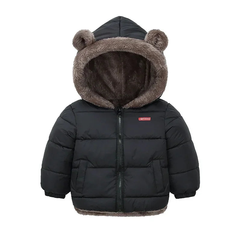 Baby Boys Girls Jacket Hooded Cotton Outerwear Children's Thick Fleece Coat Cashmere Padded Jackets Winter Boys Girls Warm Coats