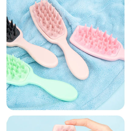 Silicone Shampoo Brush Scalp Massage Brush Head Washing Comb Long Handle Hair Massager Bath Brush Body Scrubber Hair Accessories