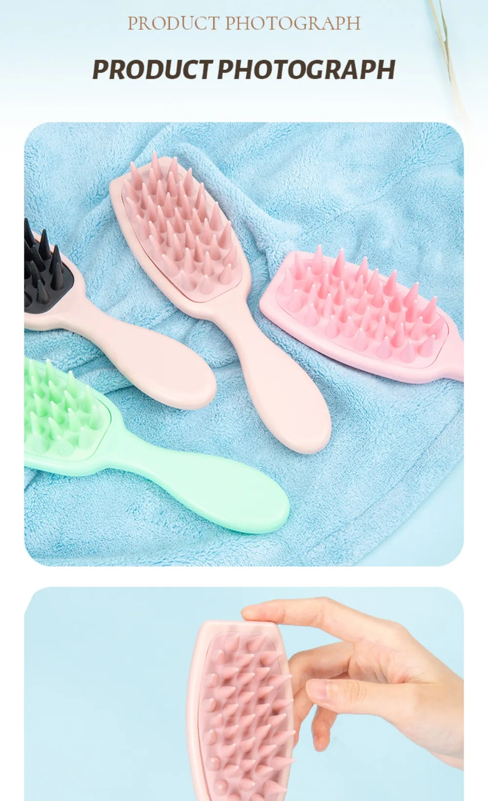 Silicone Shampoo Brush Scalp Massage Brush Head Washing Comb Long Handle Hair Massager Bath Brush Body Scrubber Hair Accessories