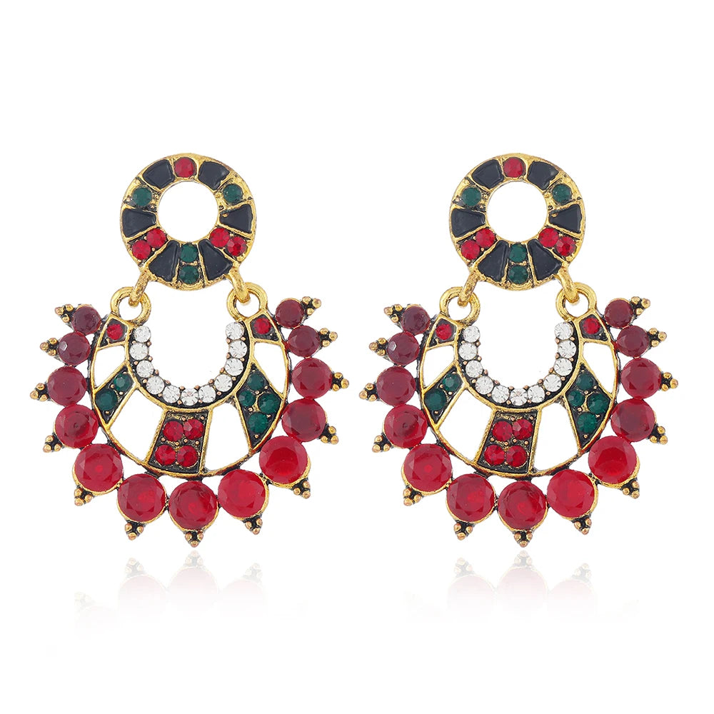 2pcs Women's Fashion Pendant Earrings Retro Creative Colorful Water Diamond Hollow Windmill tassel Earrings Suitable for Daily V