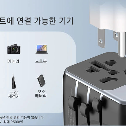 LENCENT Universal Travel Adapter with 3 USB Ports 1Type-C PD Charging All-in-one Travel Adapter EU/UK/USA/AUS Plug for Travel